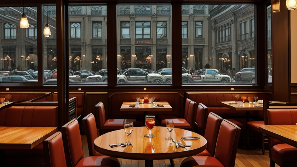 a restaurant, a restaurant в москве, public place, indoors, big windows, luxury, дорогой a restaurant, people have lunch, workers greet guests, Marvel Comics Style, comics