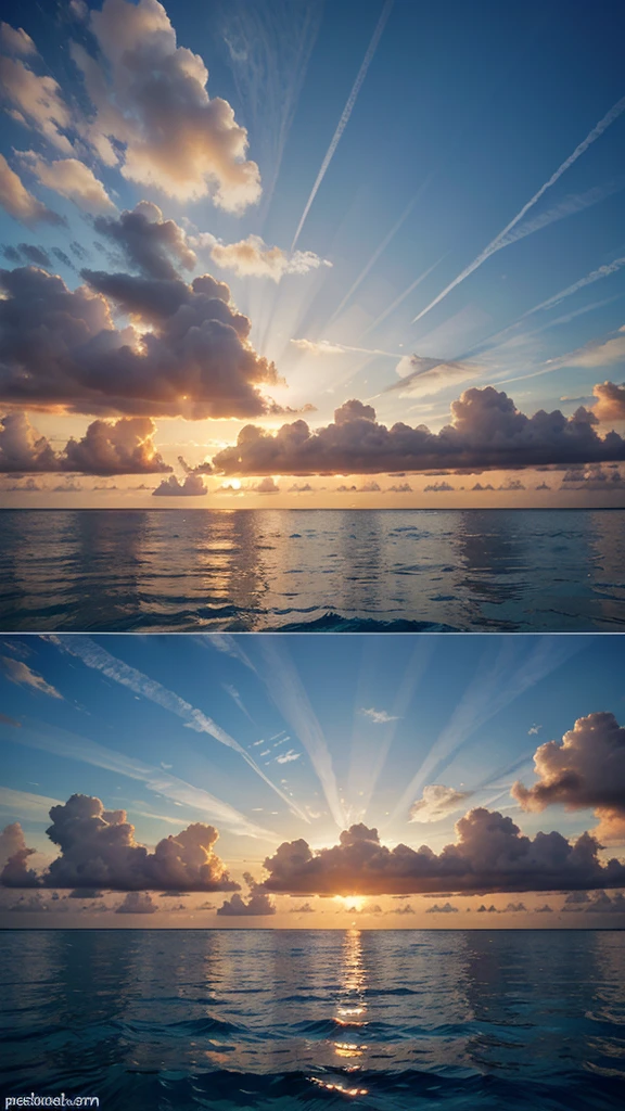 Generate a photo of a sunrise in the Maldives, it must be very beautiful around