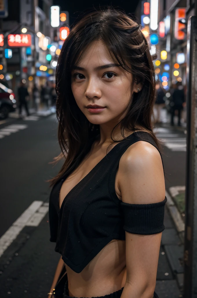 1girl, Tokyo street,night, cityscape,city lights, upper body,close-up, 8k, RAW photo, best quality, masterpiece,realistic, photo-realistic,
INFO