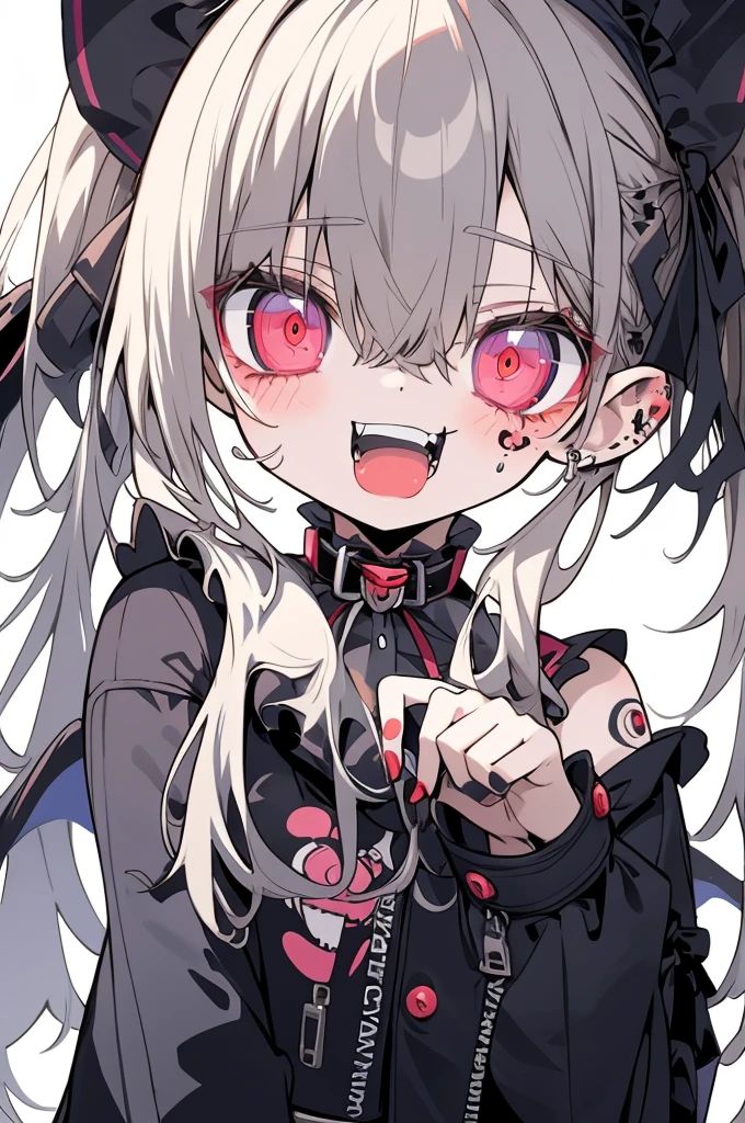 hyper cute gothloli girl, creepy, unsettling, acrylic painting, neotraditional style tattoo art, sticker, vector ready, limited colors, simple lines