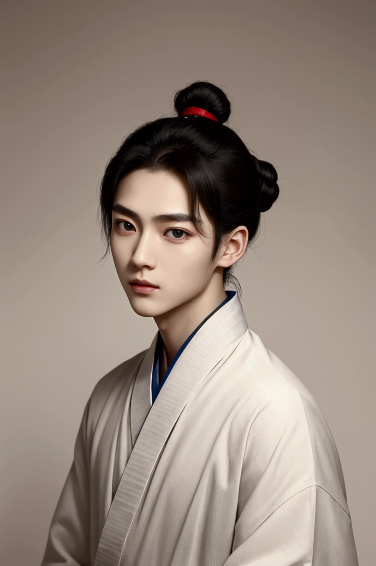 Photographic depiction　Real　(masterpiece), Highest quality, Expressive eyes, Perfect Face, One boy, Teen, nice, Jiufeng, Propaganda, Chinese Scholar, ancient China, Hanfu, Sharp jawline, good looking, Smooth face, The best move, Pale skin, Modern, expensive, thin, Neutral color clothes, Enlarge, Concentrated, HD Wallpaper Quality, (Big eyes), detaileded eyes, detailed, more detailed, cute, eyelash