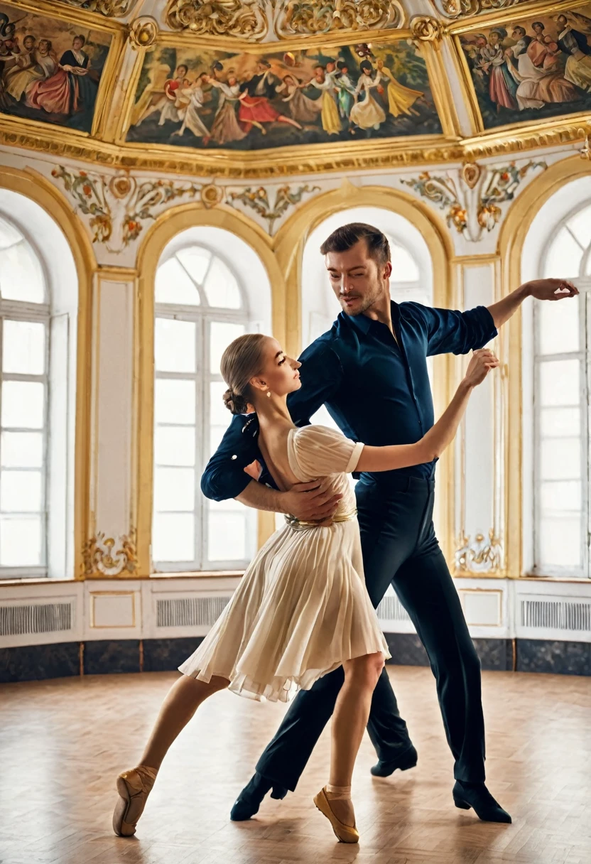 There are two people who are dancing in a room, Dance partner, alexandra fomina, anna nikonova, dancing with each other, Artem Chebokha, Sergey Krasovskiy, ilya ozornin, Sergey Zabelin, Zoran Janjetov, dance scene, by Francis Zuniga, by Rafael Ritz, by Fernando Gerassi