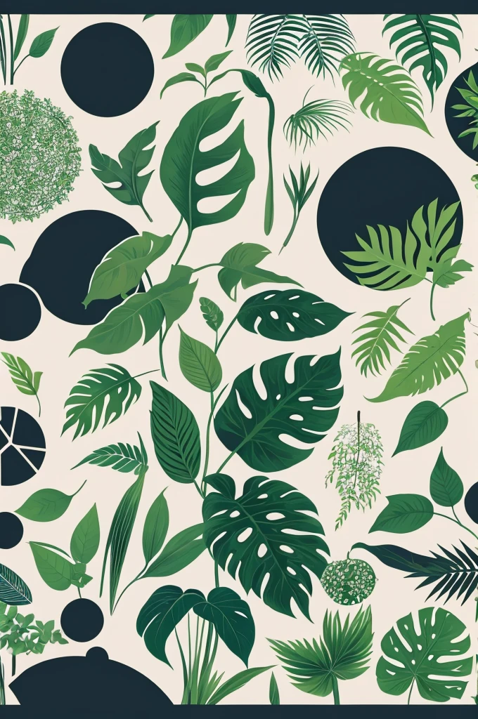 Japanese style silhouette pattern using plants