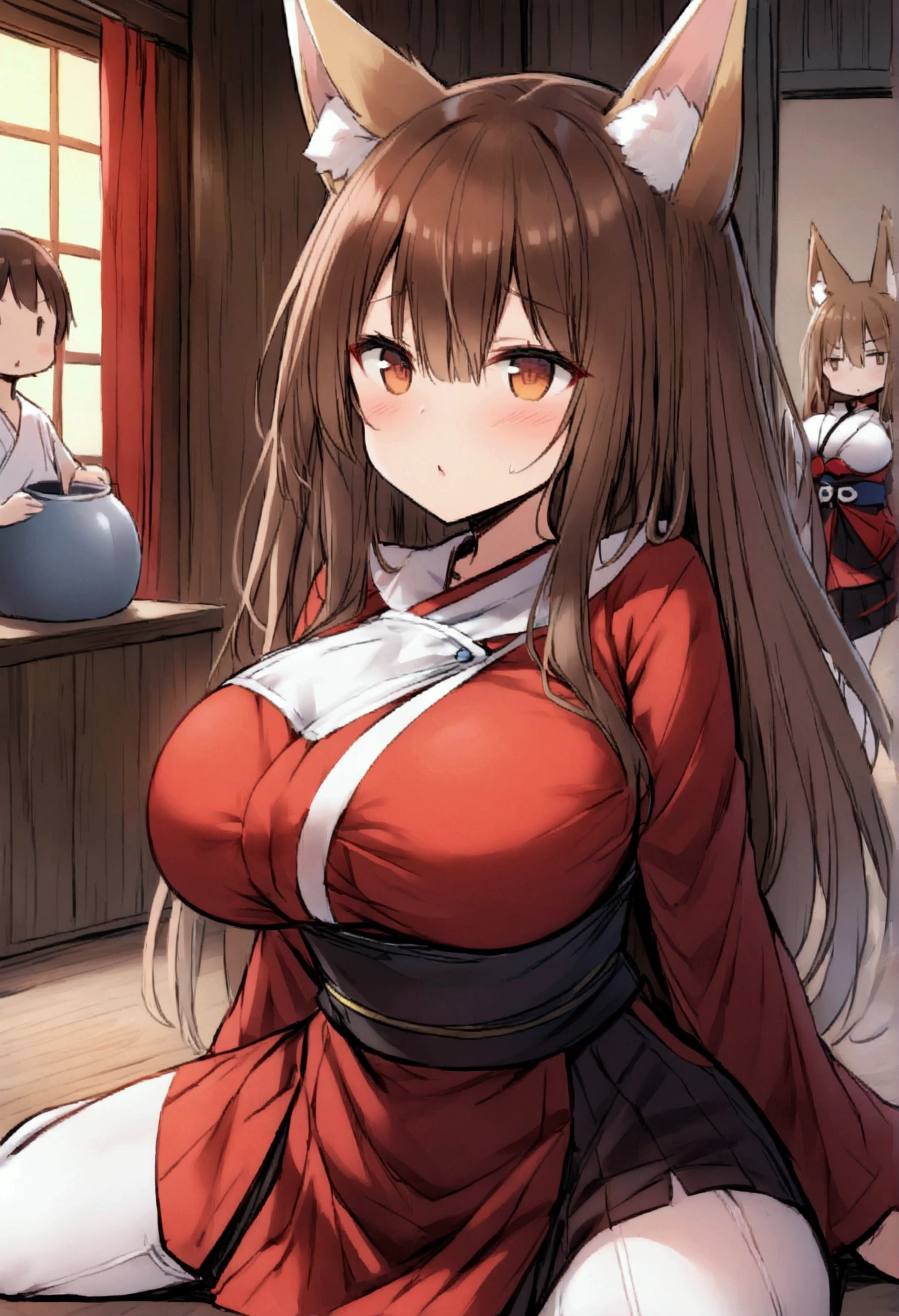 NSFW,masterpiece,Highest quality,High resolution,Super detailed,Nekone \(Utawarerumono\),Brown Hair、（Red Eye：1.3）、ribbon,Twin tails、ヘアribbon、Mole、目の下のMole,Small breasts,blush,(Ecstasy face),Estrus,I feel,kimono,dress,(Prostitute),Brothel,Japanese-style room,Lying down,Lying on your back,Leg spread,(Having sex),(Squirting),(Trembling),heart,(Falling into Pleasure)