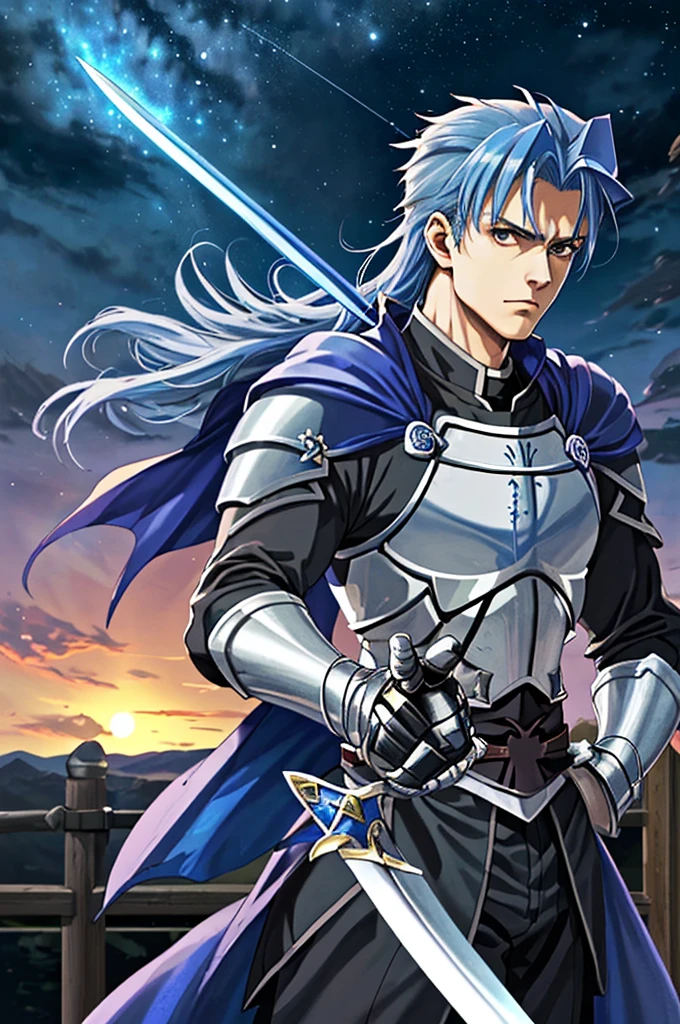 Highest quality，High resolution， ((Fate stay night)) ，（Lancer），One person，Lancers，spear，（blue_coat），male，One personで，Middle Age，strongest，Anime Style，（blue_Hair Color）（Night Sky_background），(Limbs)，(Full Finger)，(Accurate fingertips), (The finer details), (Super detailed)，(Japanese sword:)，4K，(high resolution)，whole body, (Front angle), Looking at the camera,masterpiece，(Subtle details)，(Intricate details)，Octane Rendering，(Hyper Detail)，