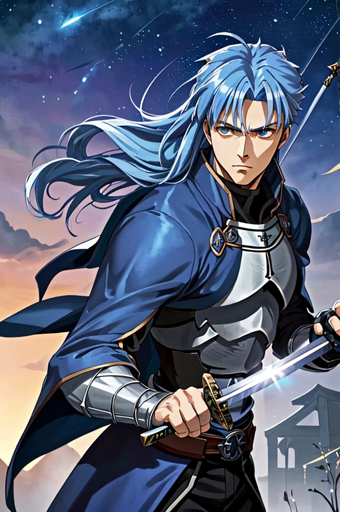 Highest quality,High resolution, ((Fate stay night)) ,(Lancer),One person,Lancers,spear,(blue_coat),male,One personで,Middle Age,strongest,Anime Style,(blue_Hair Color)(Night Sky_background),(Limbs),(Full Finger),(Accurate fingertips), (The finer details), (Super detailed),(Japanese sword:),4K,(high resolution),whole body, (Front angle), Looking at the camera,masterpiece,(Subtle details),(Intricate details),Octane Rendering,(Hyper Detail),