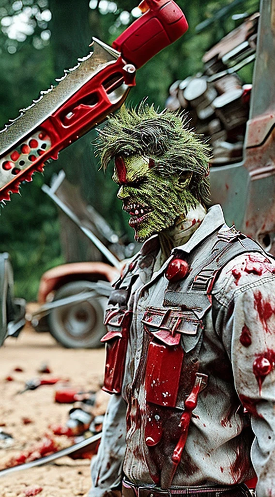 Very detailed,Like a horror movie、blood droplets、Leatherface、Chainsaw