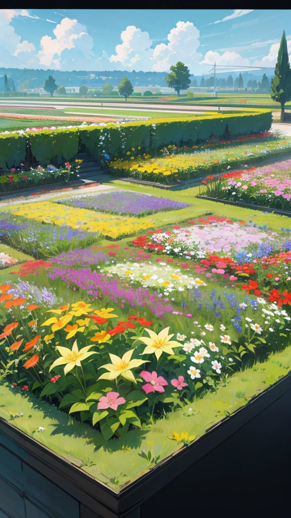 flower garden, inkr,, masterpiece, highres, high quality, manga illustration,