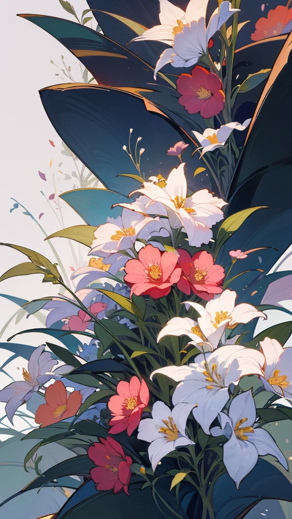 flower garden, inkr,, masterpiece, highres, high quality, manga illustration,