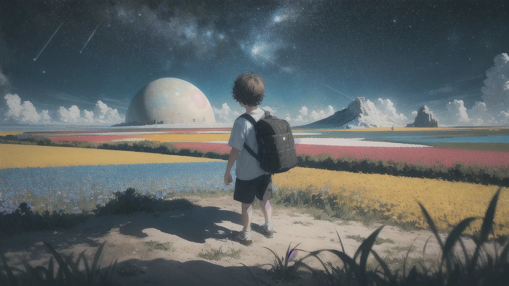Summer vacation, Secret Base, Absurd, High resolution, Super detailed, (1 little boy:1.3),
Break Lomography, Analogue photography, Vibrant colors, Soft Focus, Light leakage, Dreamy atmosphere, Experimental charm, Nostalgic Charm BREAK Color Field Painting, large colored bands, abstract expressionism, Bold colors, Emotional impact, Atmospheric Depth, Minimalist Approach BREAK
, Space Exploration, Celestial Bodies, Astronomical phenomena, Scientific discoveries, otherworldly wonders