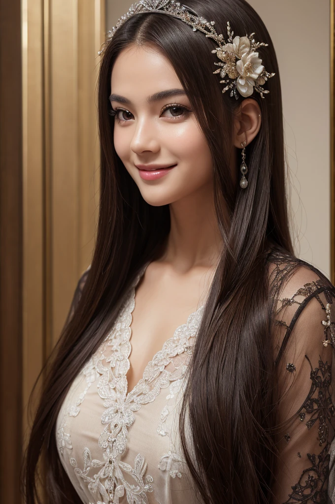 ((Masterpiece)),
((best quality)),
((height)),
((exquisite details)),
1 girl,
Priscilla, cross-breeding,
smile