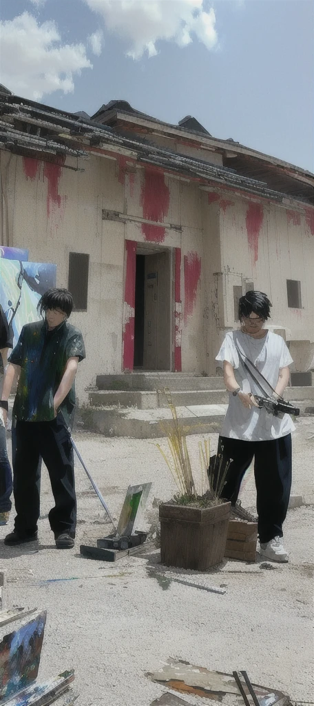 Korean boy,Baseball bat,Blood baths,Clothes and pants are torn