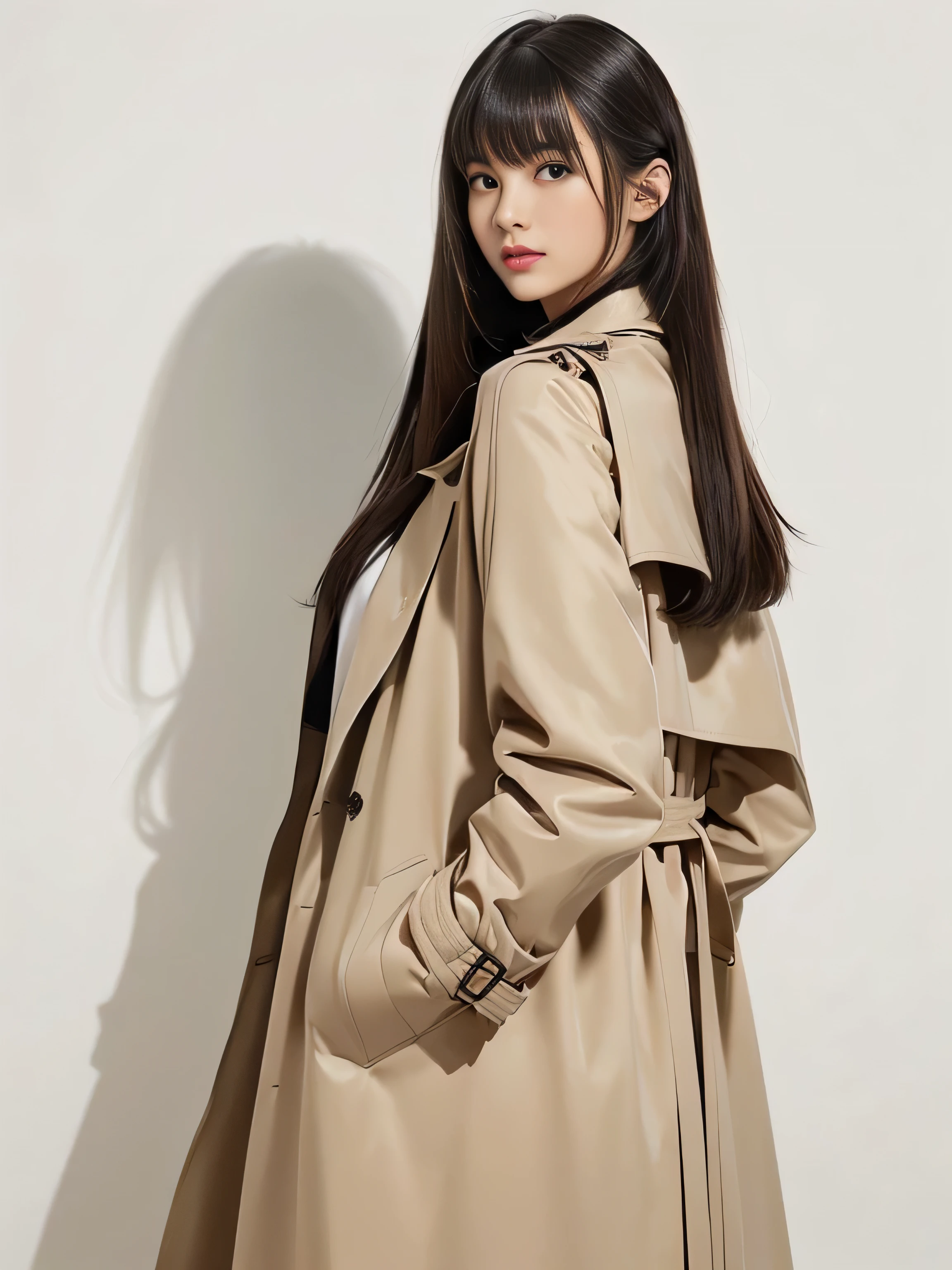 (Chest-up shot:1.1) (She is standing in front of a white wall and in a sway back stance, Expose as much hair as possible.:1.4) ((He holds her large breasts from underneath with both hands.)) ((trench coat, trench coat, trench coat with many pockets, wearing trench coat, light brown trench coat, Coat pleats, woman is in a trench coat, Short coat, wearing a trench coat, wearing a long beige trench coat, Long coat, Light brown coat, Tuffle coat)) ((Highest quality)), ((masterpiece)), (family friendly), (Get used to it) ((Her hair is very curly:1.1)) ((Her hairstyle is random)) (Her hair is pitch black!!!) ((Her bangs are neatly trimmed and straight down.:1.3)) (Very long hair Up to the ankle!!!!! Highest quality Attention to detail Very long hair Up to the ankle!!!!! Very long hair!!!!! It lasts forever!!!!! Flowing Hair Very shiny and thick hair Abnormally long hair!!!!! It lasts forever!!!!! Flowing Hair on both ends!!!!! Very long hair!!!!! Up to the ankle!!!!! Very long hair!!!!! Up to the ankle!!!!! Thick and shiny hair Very free hair Abnormally long hair!!!!! Beautiful silky hair Beautiful and shiny hair Beautiful and shiny hair Beautiful silky hair Very long hair Up to the ankle!!!!! Very long hair!!!!! Very long hair!!!!!) (Japanese Solo Photos'The most beautiful 24-year-old hair models:1.5) Perfect Woman'face (She has a typical Japanese build and skin color..., Her skin is very high quality and ultra high definition.、very beautiful and glowing skin) (Her face is dignified and sexy)(She applied sexy makeup with the help of a professional makeup artist....... Lipstick is bright red The eyeliner is a beautiful black) (She has a typical Japanese build and skin color Her skin is very delicate and sensitive..、and、Such beautiful and radiant skin) ((Her face shape is thinner than average:1.4)) ((Her eyes are larger than average:1.4)) ((Her eyes are larger than average:1.4)) ((Rich 1.4)) (Extremely detailed 8K) (Ultra-fine skin texture 1.4) (current, Vibrant:1.4), Sharp focus:1.2、Beautiful woman:1.4 Dynamic Lighting (Genuine RAW photos taken by professional photographers) very beautiful and glowing skin) (Surreal photos by professional photographers :1.2) (Very long hair Up to the ankle!!!!! Highest quality Attention to detail Very long hair Up to the ankle!!!!! Very long hair!!!!! It lasts forever!!!!! Flowing Hair Very shiny and thick hair Abnormally long hair!!!!! It lasts forever!!!!! Flowing Hair on both ends!!!!! Very long hair!!!!! Up to the ankle!!!!! Very long hair!!!!! Up to the ankle!!!!! Thick and shiny hair Very free hair Abnormally long hair!!!!! Beautiful silky hair Beautiful and shiny hair Beautiful and shiny hair Beautiful silky hair Very long hair Up to the ankle!!!!! Very long hair!!!!! Very long hair!!!!!)