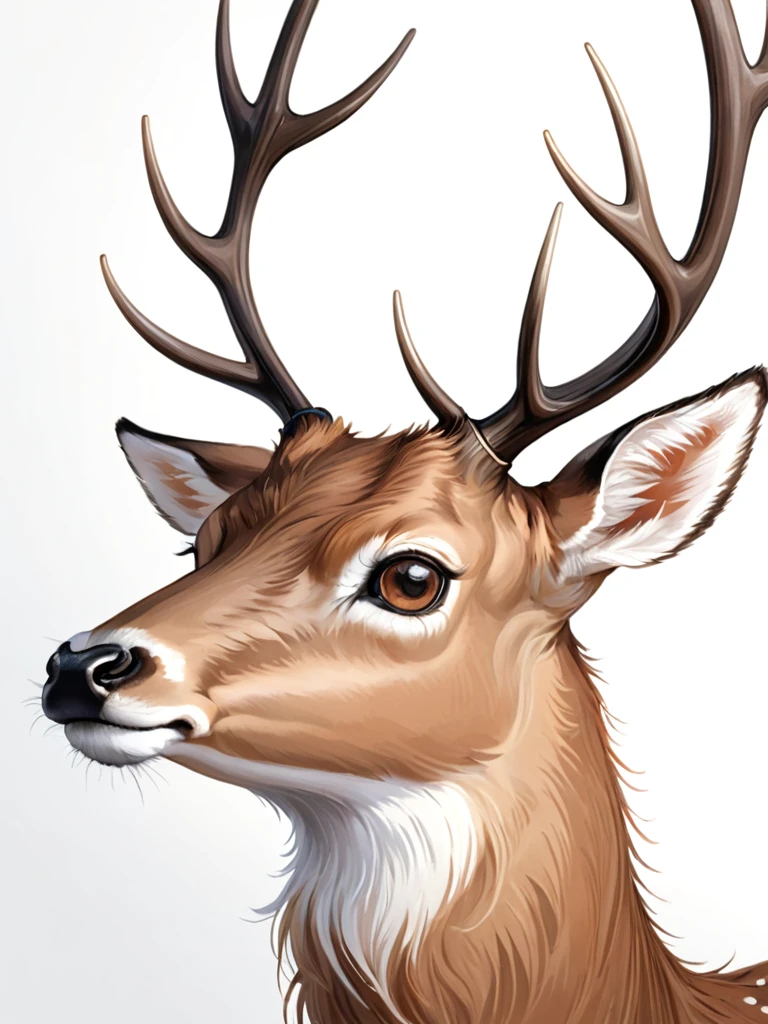 A mysterious deer，A whole deer，Exquisite details,masterpiece, Crisp details，White clean background