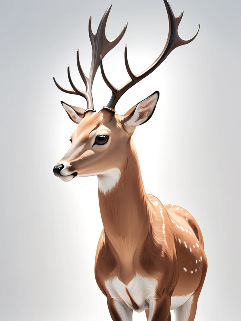 A mysterious deer，A whole deer，Exquisite details,masterpiece, Crisp details，White clean background