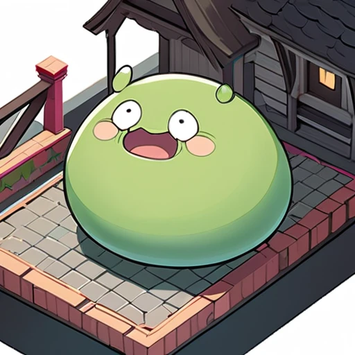 (masterpiece),  chubby and fat slime creature, simple carby shape, Isometric view, Dark fantasy style, 2D digital illustration, white background 