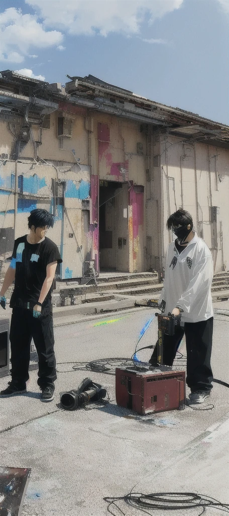 Create a painting based on this scene, Technological special effects，Cool，Cyberpunk，Anime，Technology