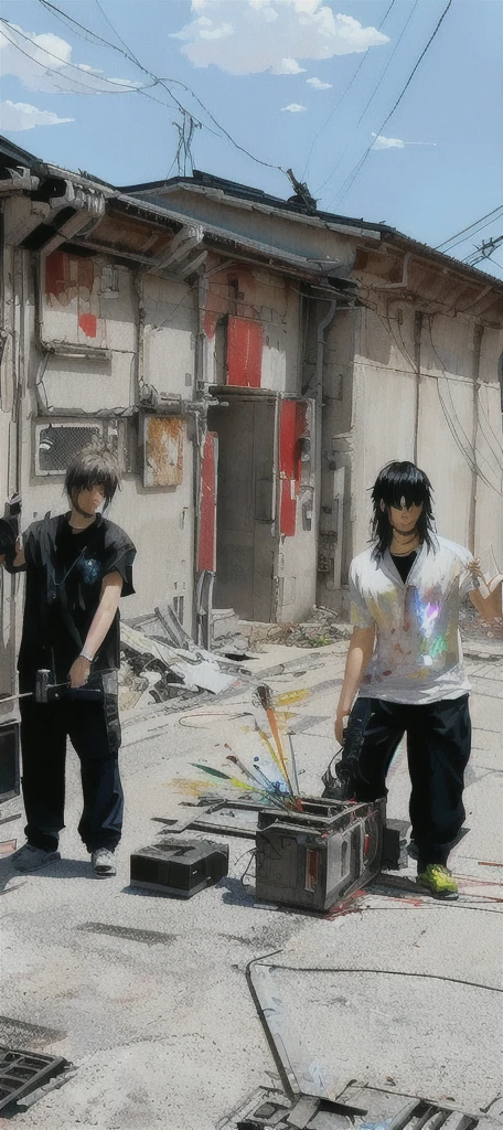 Create a painting based on this scene, Technological special effects,Cool,Cyberpunk,Anime,Technology