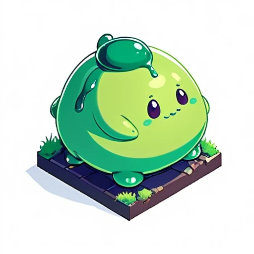 (masterpiece), chubby and fat slime creature, simple carby shape, Isometric view, Dark fantasy style, digital illustration, white background