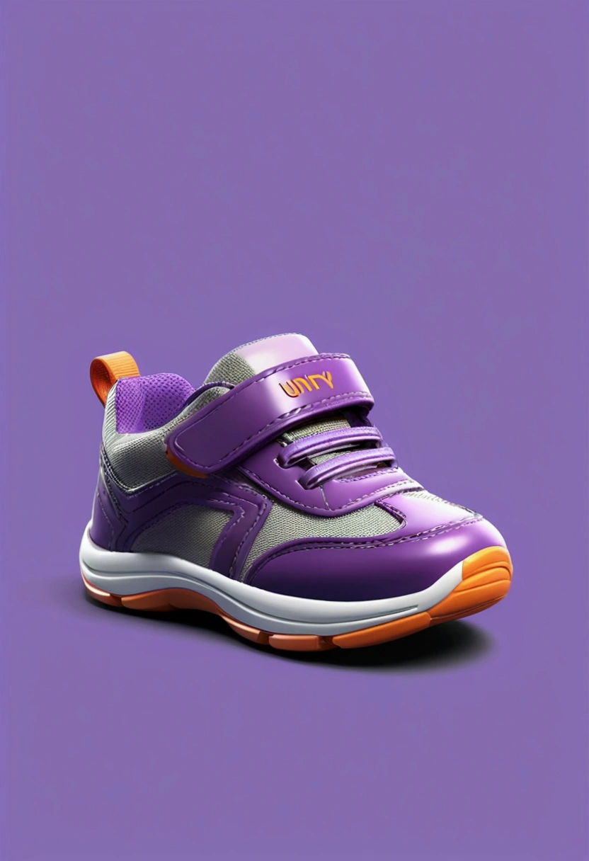 Children's shoes,Purple clean background,side,The shoes are shiny,fine details,High Definition,Best image quality,higher quality,High Detail,Ultra-high resolution,8K resolution,masterpiece, best quality, (Extremely detailed CG unity 8k wallpaper), (best quality), (Best Illustration), (The best shadow),Isometric 3D, Octane Rendering,Ray tracing,Super detailed,