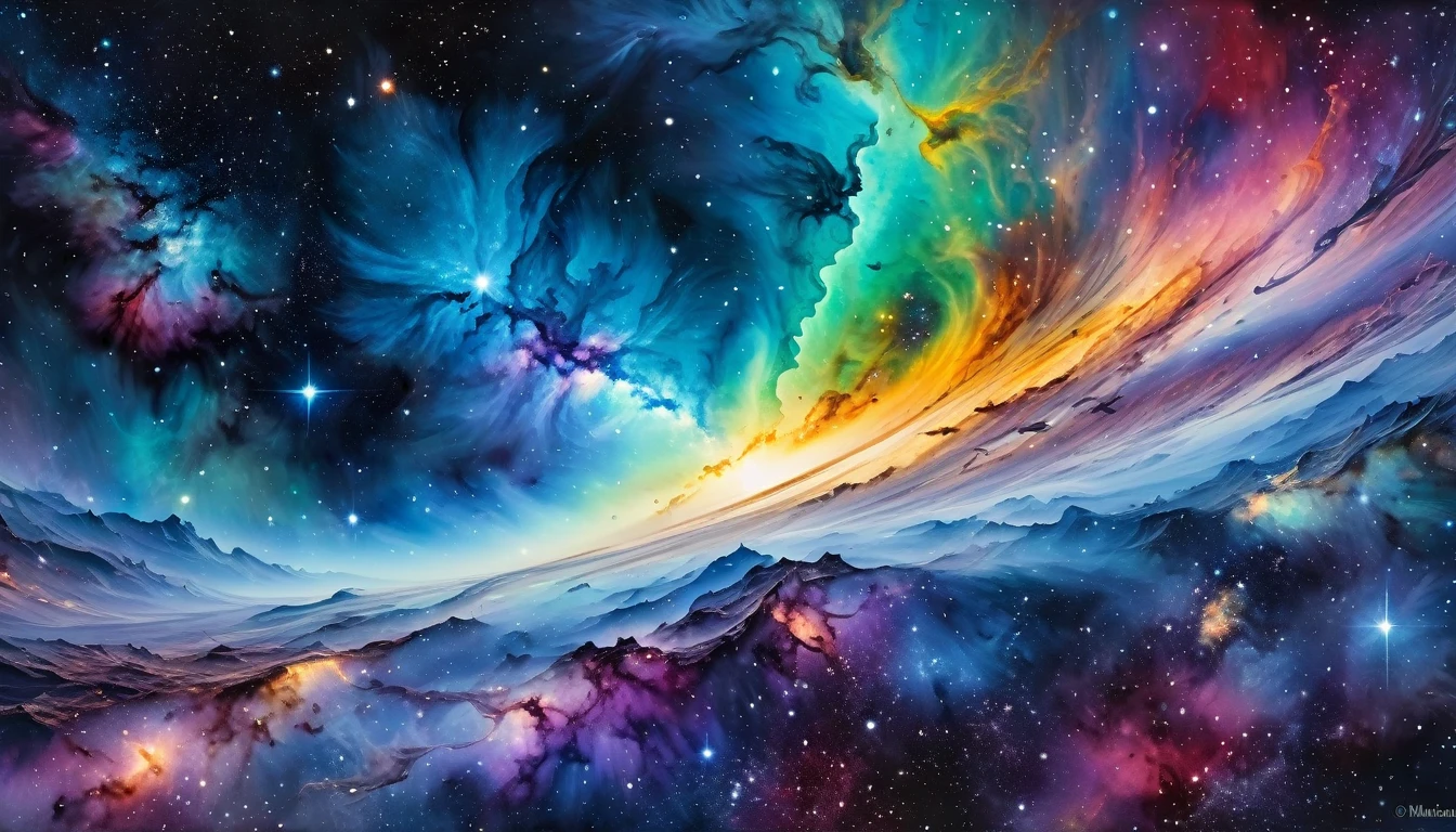 [(Flying Whale,on space), baroque:20]:BG[Nebula IC434] (Art by Slawomir-Maniak), Lush watercolor palette canvas/acrylic, Intricate, Extreme detailing, Complex key, ((Single Shot)), ((Best Quality)), ((Masterpiece)) , ( (Realistic)), (IDEAL), 8K, impressionism: 0.2 Обои Full HD
