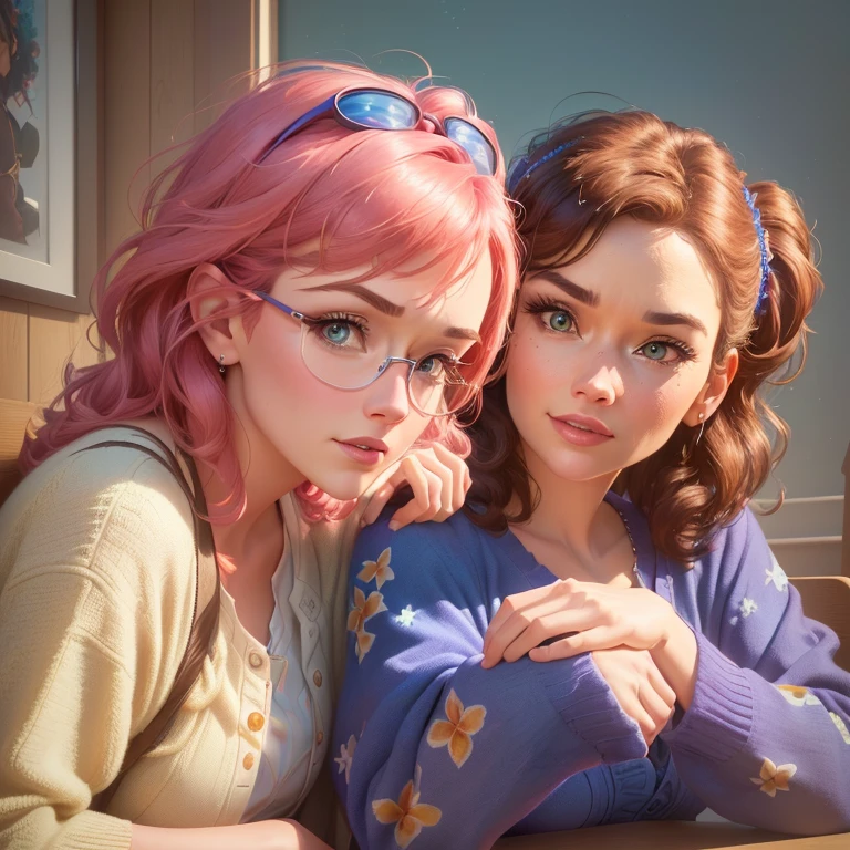 there is a woman and a  that are sitting together, pixar portrait 8 k photo, animated film, animated movie still, disney pixar movie still, photorealistic disney, disney render, by Pixar, frame from pixar movie, cg artist, in style of disney animation, bright macro view pixar, animated movie, pixar render, still from a pixar movie