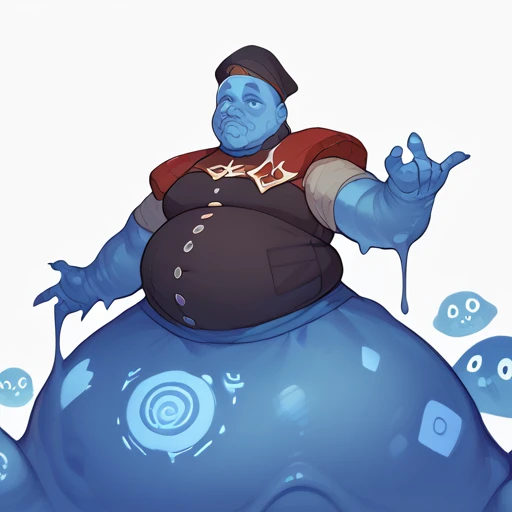 solo, 1boy, (Huge jinbei sitting in swimming pool, blue skin, nude, huge penis, big balls, partial submerged, hand rubbing belly) (fat, obese, huge belly, chubby) (topless, shirtless), pool background, masterpiece, high detailed, 8k, high resolution
