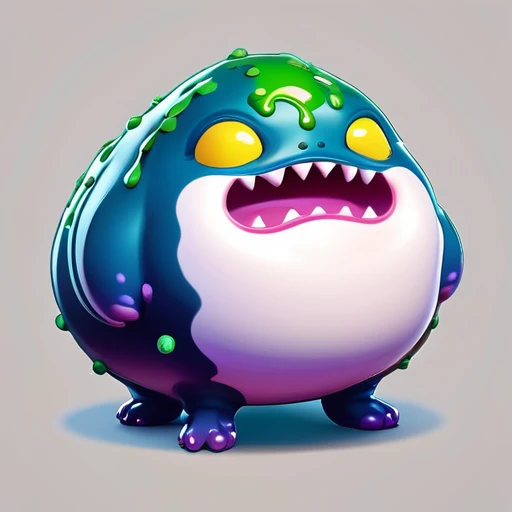 (masterpiece), chubby and fat slime creature, simple carby shape, Isometric view, Dark fantasy style, digital illustration, white background