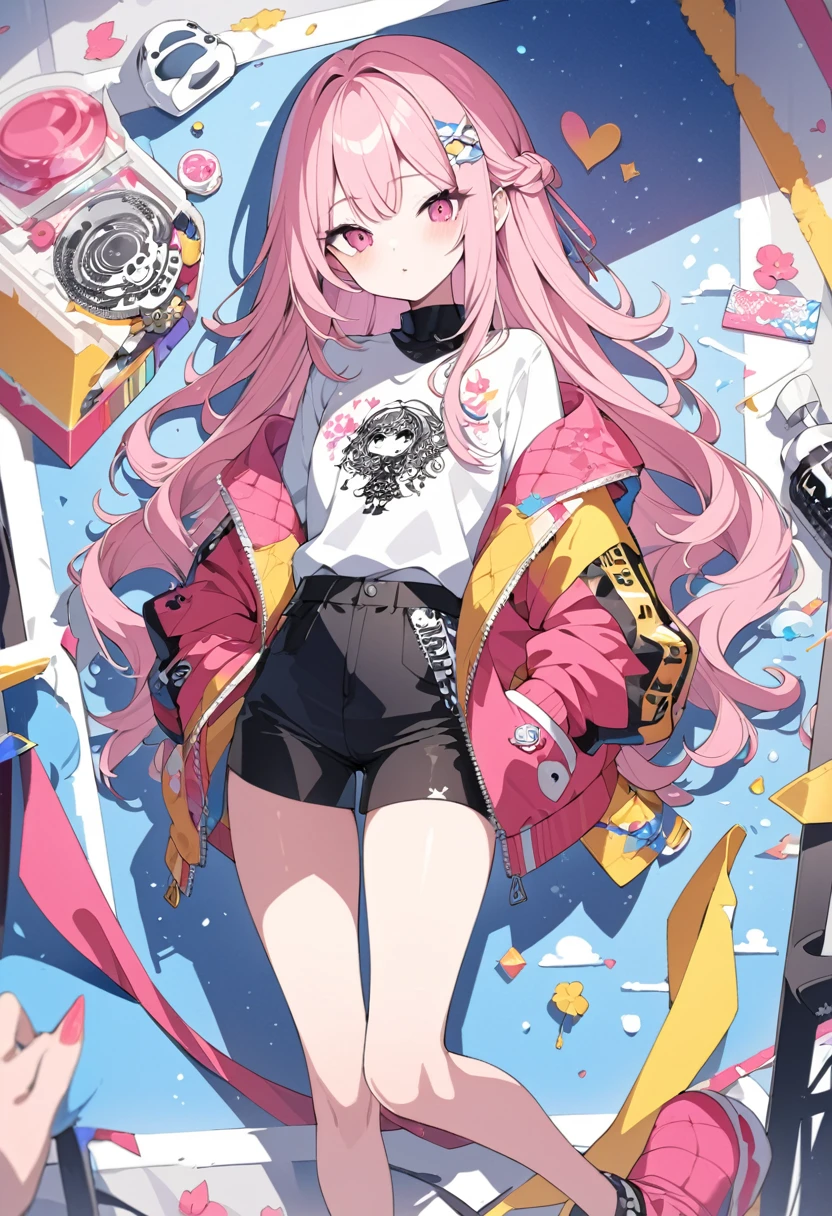 Momoko Sakura Style、8K quality, Very colorful tones, wonderful, Cool Beauty, Highest quality, Stylish design, (((The most beautiful girl))), ((Thin legs))、(((Highest quality))), (High resolution), ((detailed)), (((Doodle Art)), ((masterpiece)), ((Super detailed)),(((HIPHOP fashion))),,((Sexual))