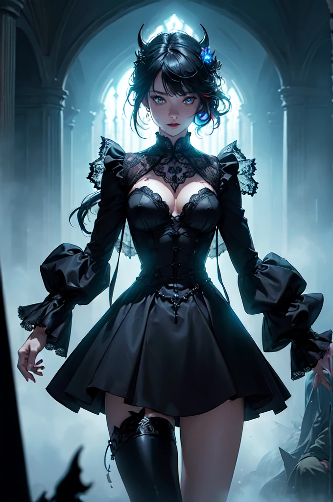 (3 people:2),Multi-text photos,(masterpiece:1.2),Highest quality,(figure:1.2),(Very detailed),Gothic,Hyper Details,(Delicate and detailed), (Intricate details), (Cinematic Light,Highest quality Backlights), Clear lines, From below,(Devilish,Abysmal),Perfect body,(Two Girls),(One boy),(Bioluminescent hair:1.2),(Glowing Eyes:1.3),(Satanic),Fantasy, Close your eyes for a moment,Underworld,(dynamic:1.2),((compensate)),High Contrast,(Best lighting, Very delicate and beautiful),((Cinematic Light)),(((colorful))), elegant,(映画のmasterpiece),intense,Powerful,Splashes of color,really eye-catching,(Brimstone),(Dark Lineage),Shadowy,underworld,subterranean,((背景にcolorfulなペイントが飛び散る, Dulux,)),((caustic)),Dynamic Angle,Beautiful sparkle,(Enchanting),(Intricately detailed movie backgrounds),(Artfully crafted brilliance),amazing,Gorgeous sky background, Detailed Clouds, ray tracing reflection, Ambient Occlusion,Havoc,(Shrouded in fog), (Atmospheric),spooky,Hellspawn,fire ,inflammation,intense