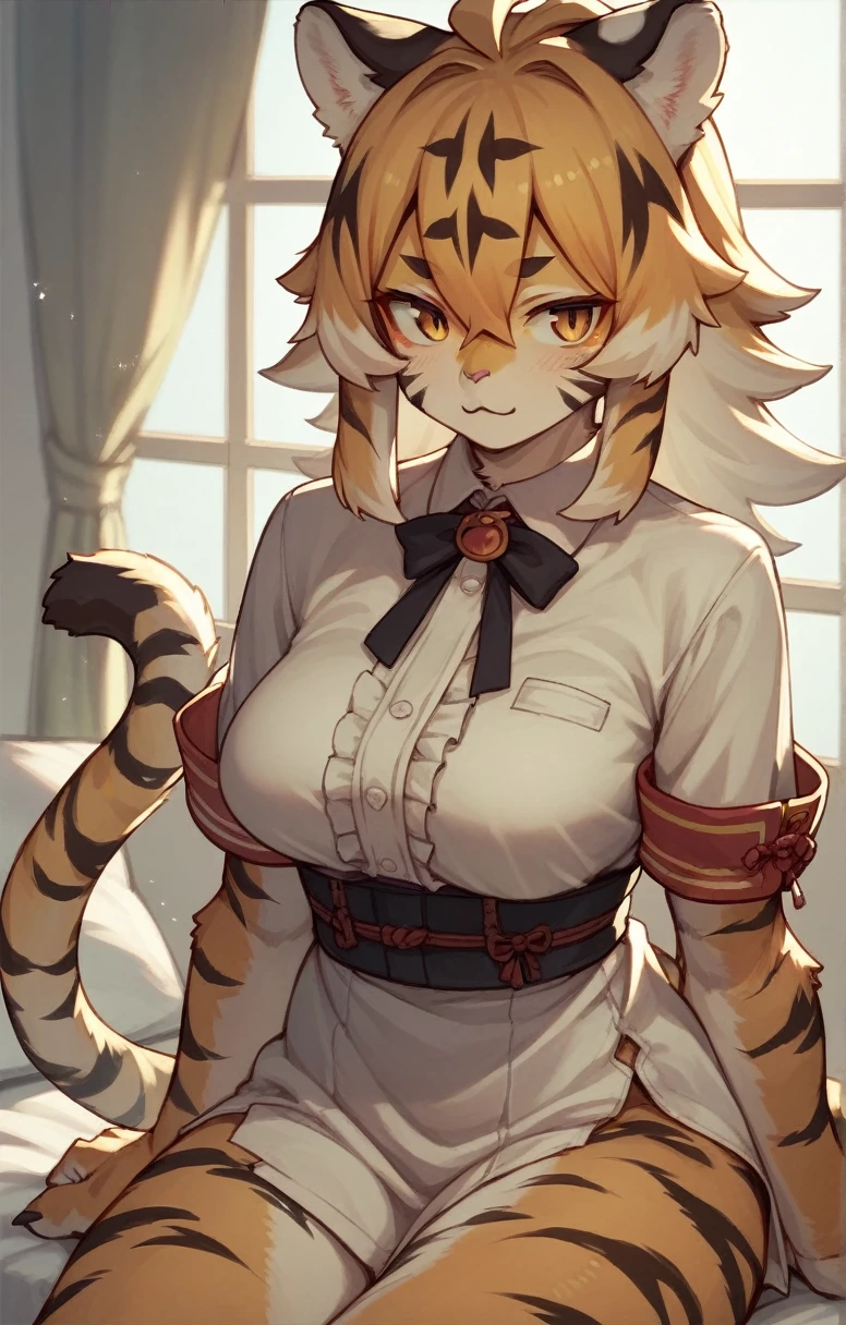 alone,kemono,Cat girl,(Tiger Girl),Women's furry mini cute style,No background,humanoid cheetah,Fantasy,Medieval,Light Armor,