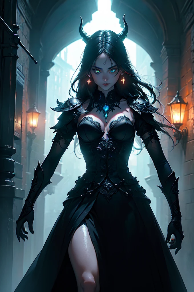 (3 people:2),Multi-text photos,(masterpiece:1.2),Highest quality,(figure:1.2),(Very detailed),Gothic,Hyper Details,(Delicate and detailed), (Intricate details), (Cinematic Light,Highest quality Backlights), Clear lines, From below,(Devilish,Abysmal),Perfect body,(Bioluminescent hair:1.2),(Glowing Eyes:1.3),(Satanic),Fantasy, Close your eyes for a moment,Underworld,(dynamic:1.2),((compensate)),High Contrast,(Best lighting, Very delicate and beautiful),((Cinematic Light)),(((colorful))), elegant,(映画のmasterpiece),intense,Powerful,Splashes of color,really eye-catching,(Brimstone),(Dark Lineage),Shadowy,underworld,subterranean,((背景にcolorfulなペイントが飛び散る, Dulux,)),((caustic)),Dynamic Angle,Beautiful sparkle,(Enchanting),(Intricately detailed movie backgrounds),(Artfully crafted brilliance),amazing,Gorgeous sky background, Detailed Clouds, ray tracing reflection, Ambient Occlusion,Havoc,(Shrouded in fog), (Atmospheric),spooky,Hellspawn,fire ,inflammation,intense、[[A figure in the distance]]
