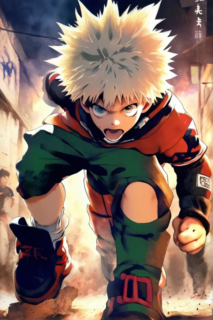 a poster of a young man with blonde hair and blue eyes, boku no hero academia style, my hero academia, in my hero academia, high quality anime artstyle, anime wallaper, joker looks like naruto, joker as naruto, epic anime style, trigger anime artstyle, striking manga artstyle, anime wallpaper 4 k, anime wallpaper 4k, naruto artstyle