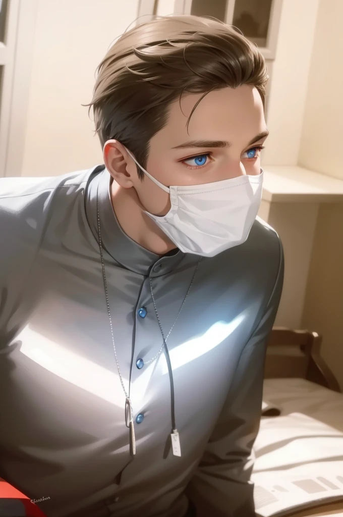 Attractive profile picture, masterpiece, ultra-precise rendering, beautiful and cool young man, trustworthy, dependable young man, savior of the world, simple design, most beautiful image, 4K, light blue eyes, blonde.