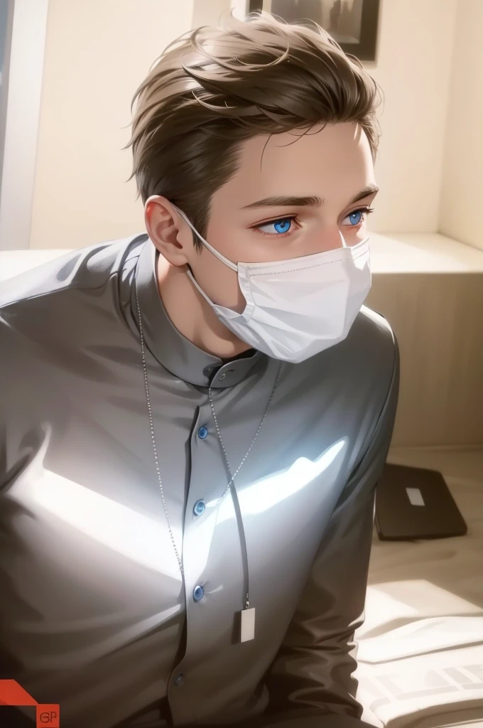 Attractive profile picture, masterpiece, ultra-precise rendering, beautiful and cool young man, trustworthy, dependable young man, savior of the world, simple design, most beautiful image, 4K, light blue eyes, blonde.