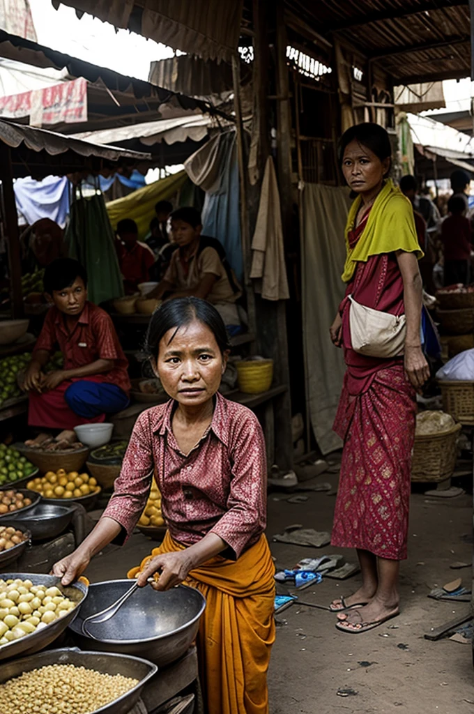 Horror burmese people in the market they are ghost and in the war
