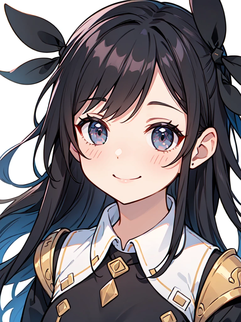 girl、Long Black Hair、smile、Face close-up、White background
