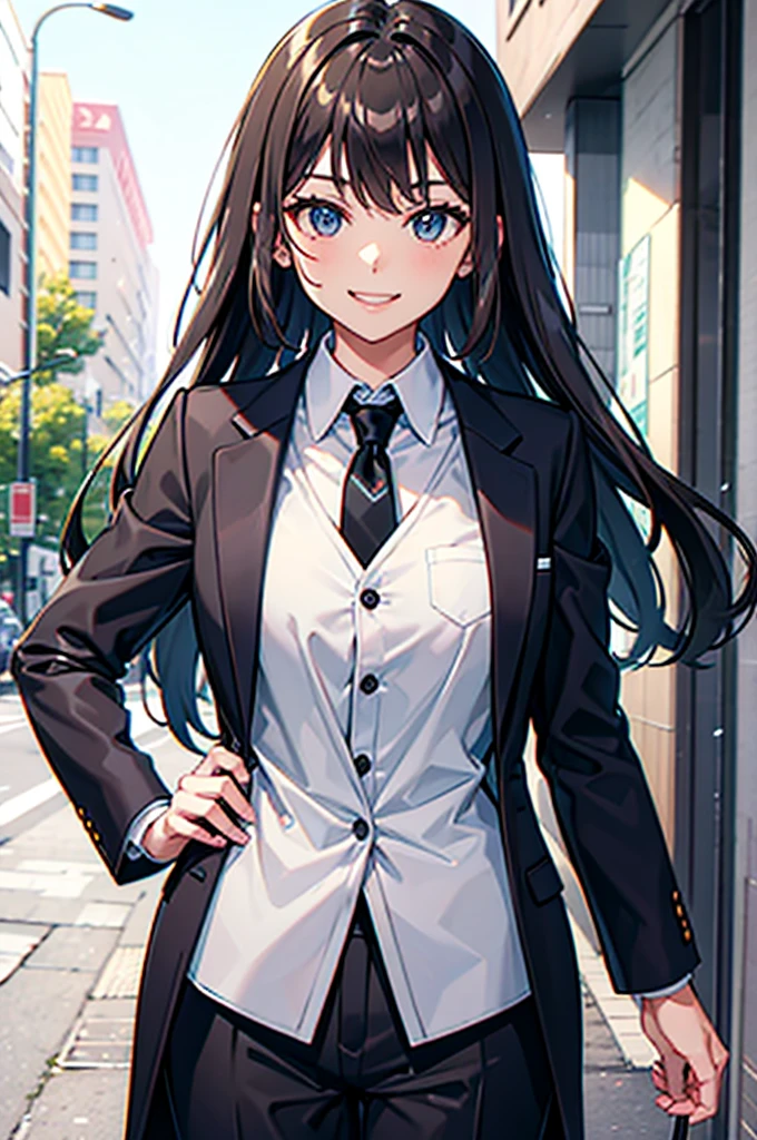 Black Suit girl tie smile