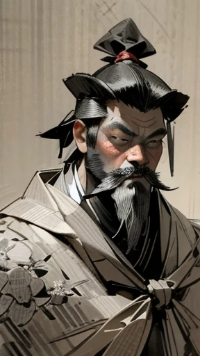 (((whole body))),((Monochrome)),(((Ink Painting))),Oriental、Men in ancient Chinese costumes、(ancient chinese hairstyle male)、As seen in the Romance of the Three Kingdoms々military commander、Highest quality、masterpiece、Ultra-high resolution、(Realistic:1.4)、Game Poster、Crisp and beautiful image quality、beard、Embroidered cloth wrapped around a topknot、whole body ,(Skin of color, ),(beard):1.2), (Very detailed, bloom:1.5), (Highest quality, Concept Art, 4K), (analog:1.2), (high sharpness), (Detailed pupil:1.1), Detailed face and eyes, masterpiece, Highest quality, (Very detailed photos:1.1), 8k, (Dynamic Short Hair), (PurerosFace_v1:0.2), [:(Detailed face:1.2):0.2], sharp, Shadow, 