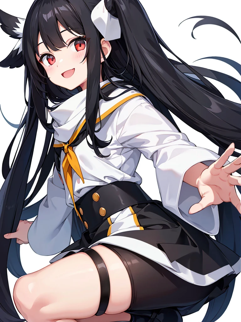girl、Long Black Hair、cute、high school student、smile、White background、Various angles、Various expressions