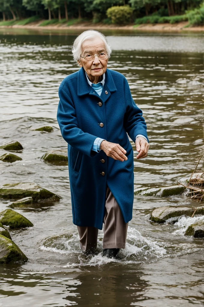 Elderly person who falls into the water