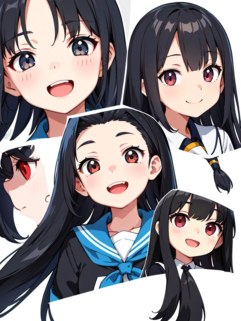 woman,20-year-old,, ((sailor uniform)), ((big boobs)), ((long straight black hair)), ((glasses)), teasing pose