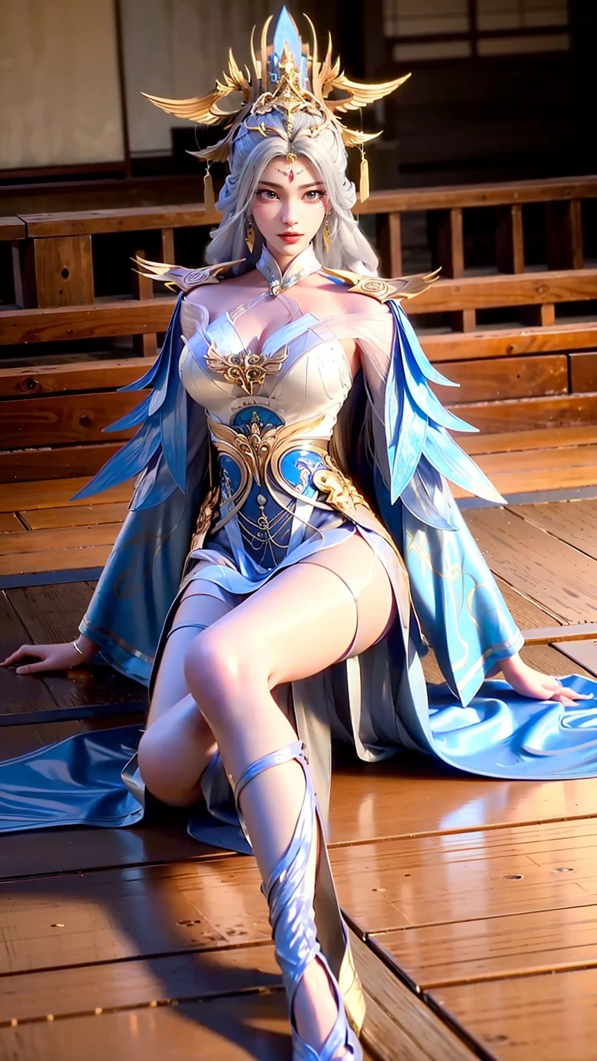 Close-up of a woman in a dress lying on a wooden floor, Japanese Goddess, Beautiful Chinese model, beautiful goddess, beautiful Asian girl, Sexy Girl, Fair, smooth and translucent skin, Chinese Girl, Asian girl, Attractive anime girl, Sexy pose, Beautiful fantasy queen, Beautiful and detailed body and face, Smooth white tights set, Light milky white porcelain skin