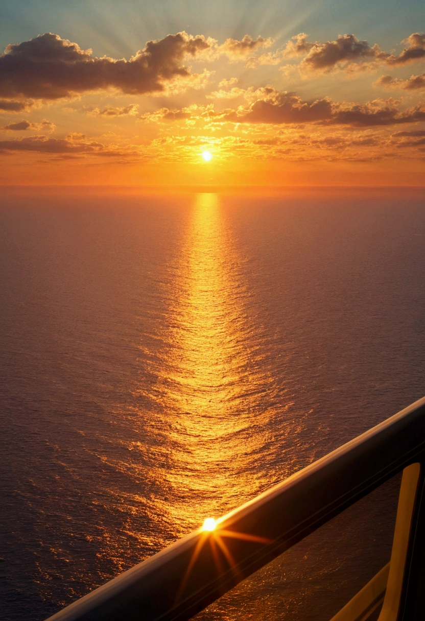 Ghibli sunset On the Sea Above the horizon train Landscape