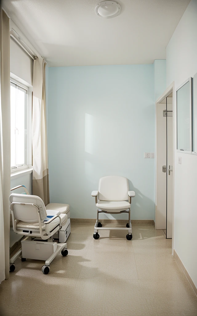 Hospital room with white walls