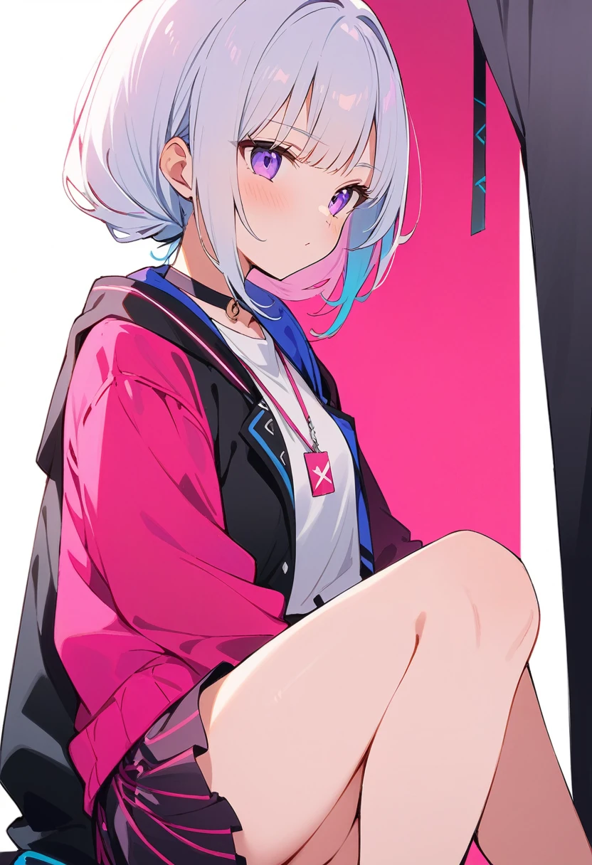 high quality、(8K quality),(((最high quality))), 16-year-old girl、White Background、B girl fashion、Ephemeral、Inner Color、((Sexual)),