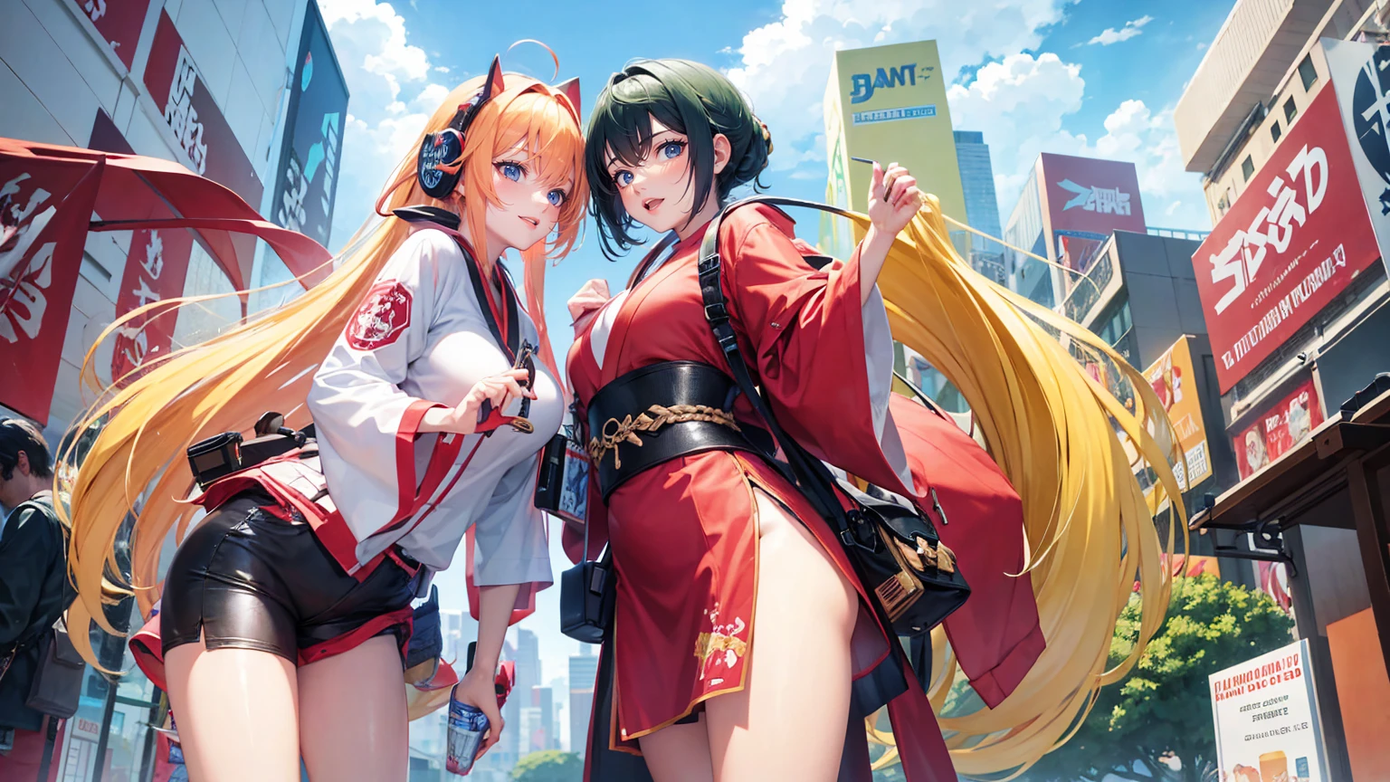 gaming characters, girls with gaming cloths, cute, japanese,