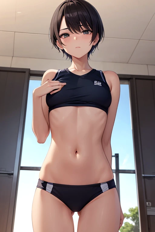 boyish tall slender short hair senior 15age Small breasts Sportswear Bloomers Physical Education Instructor's Office Are standing cool Beauty I hate the audience Being sexually harassed by viewers