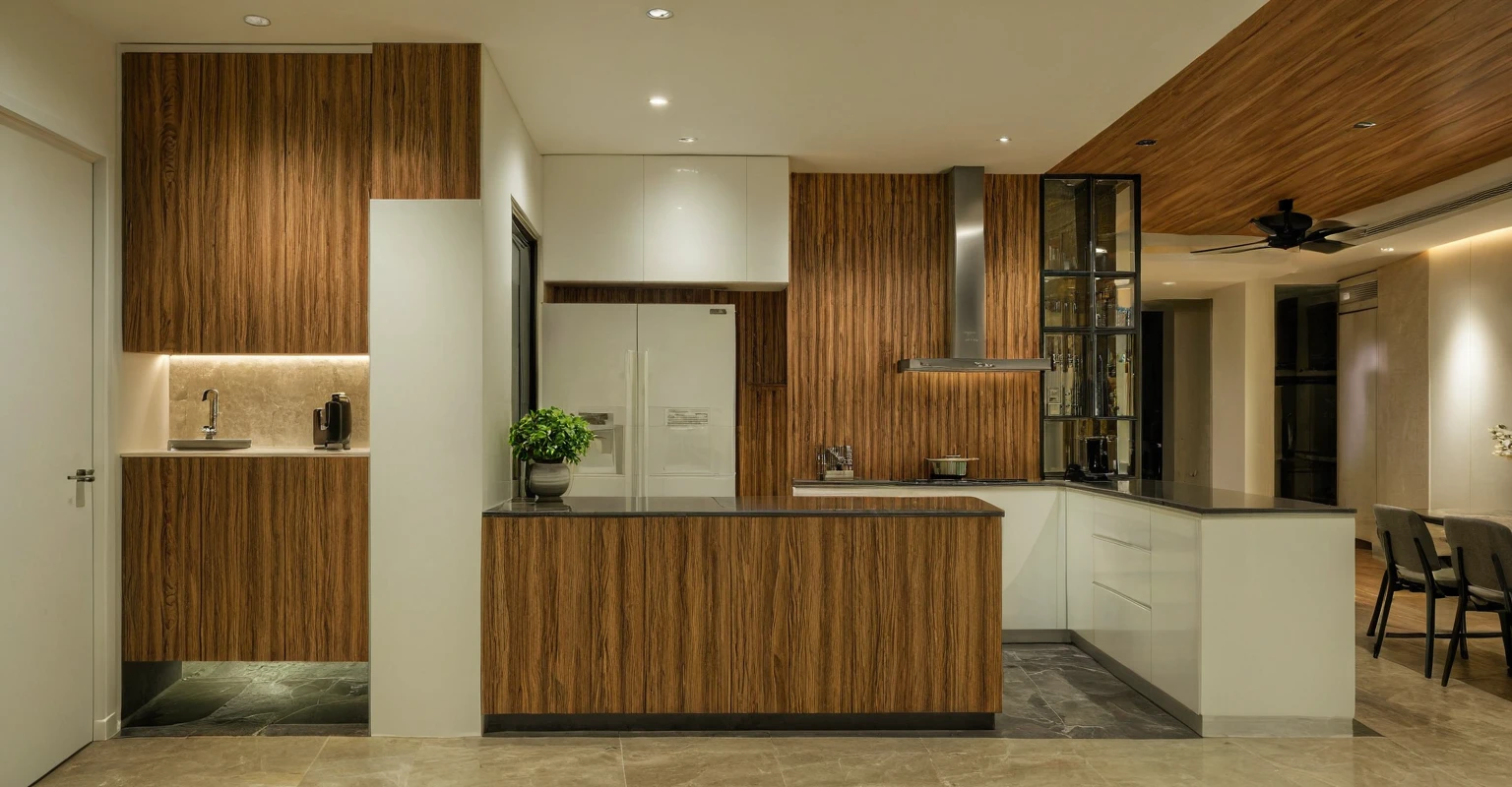 Raw photo, Masterpiece, high quality, best quality, authentic, super detail, architecture, house, outdoors, style modern, minimalist line, wooden, white paint wall, japan style, wasabi style, Jen style, steel stair, glass railing, paint wall decor, tree, street
