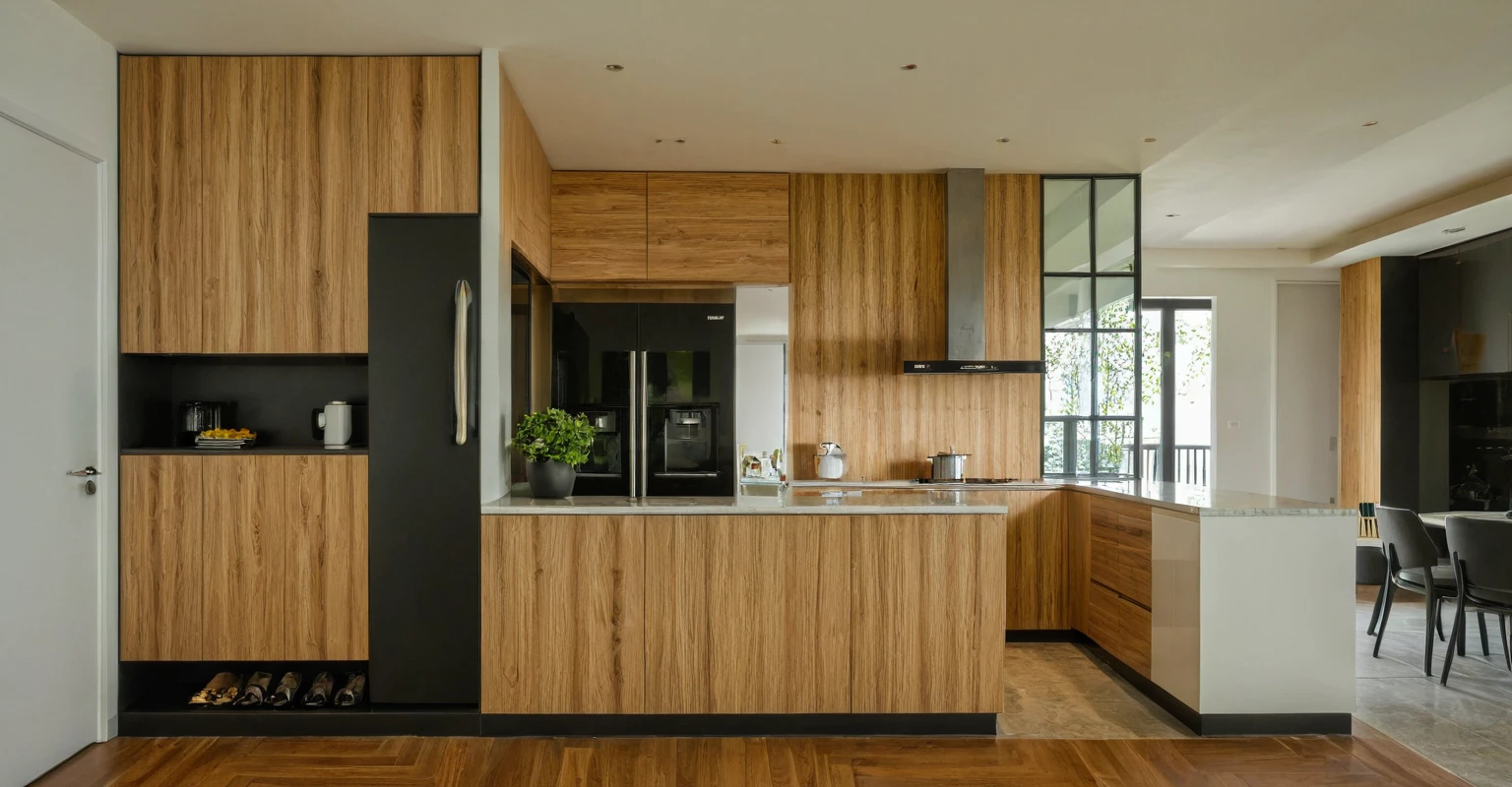 Raw photo, Masterpiece, high quality, best quality, authentic, super detail, architecture, house, outdoors,  style modern, minimalist line, wooden, white paint wall, japan style, wasabi style, Jen style, steel stair, glass railing, paint wall decor, tree, street
